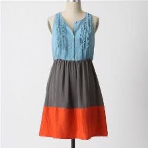 Anthro Moulinette Soeurs Color Block Dress 14 EUC